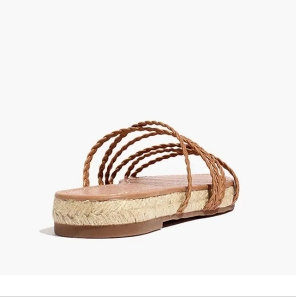 Madewell Kathryn Espadrille in Tan Strappy Flat Leather Slide on Sandals 6 5007 - Picture 7 of 9